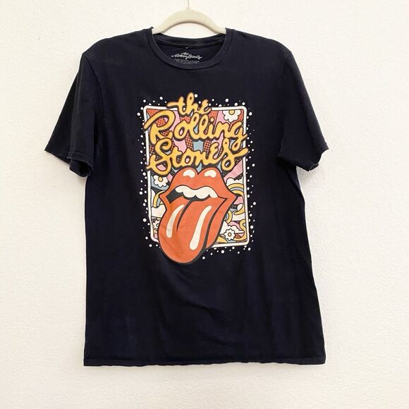 The Rolling Stones Shirt M Tour Concert Rock Unisex Flowers Lips Tongue Shirt - Picture 1 of 7